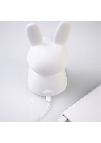 LED Gece Lambası, LED Gece Lambası Hayvan Karikatür Silikon Lamba Kısılabilir USB Çocuk Uyku Doğum Günü si, Beyaz (Yurt Dışından)