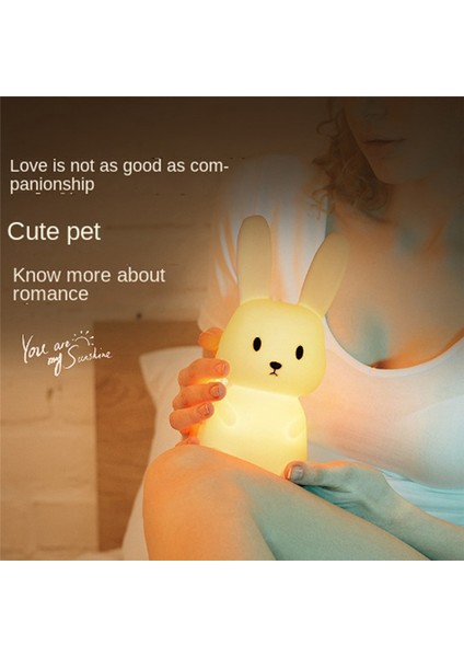 LED Gece Lambası, LED Gece Lambası Hayvan Karikatür Silikon Lamba Kısılabilir USB Çocuk Uyku Doğum Günü si, Beyaz (Yurt Dışından)