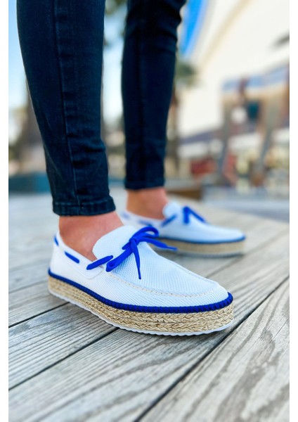CH311 Espadril Erkek Ayakkabı Beyaz / Sax Mavı
