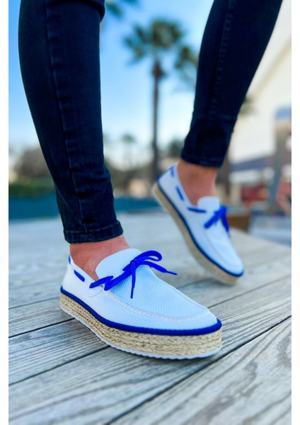 CH311 Espadril Erkek Ayakkabı Beyaz / Sax Mavı