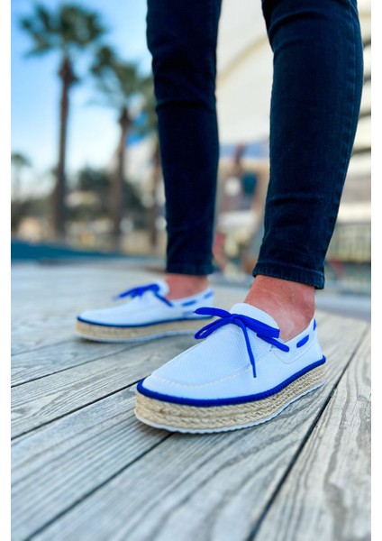 CH311 Espadril Erkek Ayakkabı Beyaz / Sax Mavı