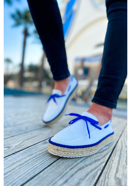 CH311 Espadril Erkek Ayakkabı Beyaz / Sax Mavı