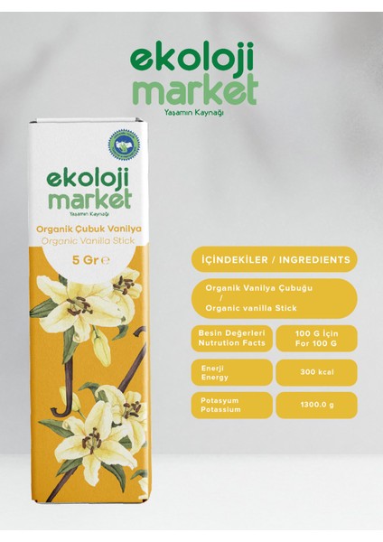 Organik Glutensiz Vanilya Çubuğu 5 gr modelleri