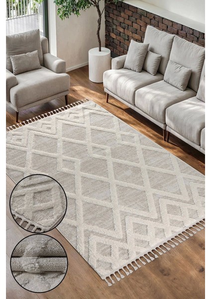 Bukle Dokuma Yumuşak Halı Salon Oturma Odası Mutfak Yatak Odası Antre Yolluk Kilim Krem Bej