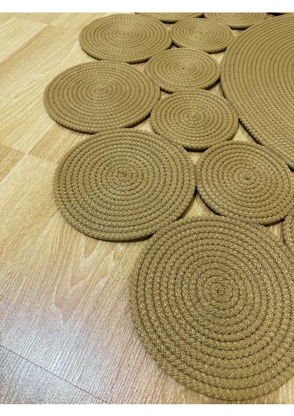 El Örmesi Yıkanabilir Çift Taraflı Oturma Odası Salon Mutfak Halısı Jüt Hasır Yolluk Halı Kilim