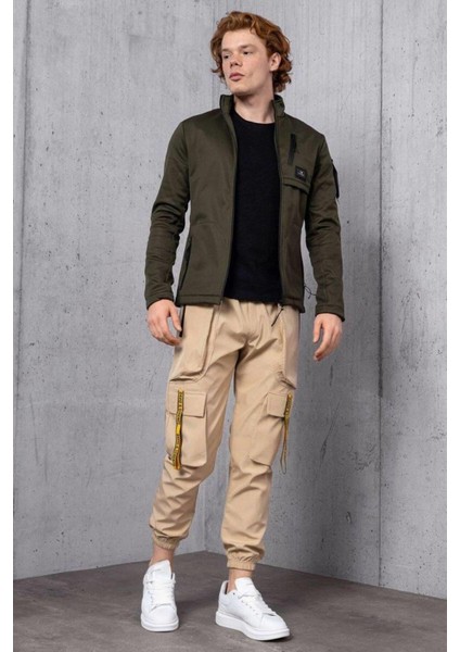 Siyah Şerit Aksesuarlı Paraşüt Kumaş Jogger Pantolon