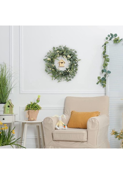 Yapay Okaliptüs Çelenk Büyük Yeşil Yapraklar Rustik Çiftlik Evi Festival Kutlaması Için Dekoratif Çelenk (Yurt Dışından) fiyatları