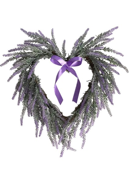 Kalp Şeklinde Yapay Lavanta Çelengi, Düğün Partisi Ön Kapı Asma Dekoru Noel Sevgililer Günü Için (Yurt Dışından)