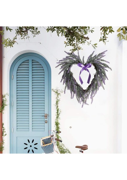 Kalp Şeklinde Yapay Lavanta Çelengi, Düğün Partisi Ön Kapı Asma Dekoru Noel Sevgililer Günü Için (Yurt Dışından) modelleri