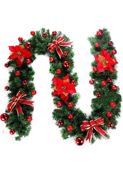 9 Feet Garland Noel Süslemeleri Ön Kapı Için Meyveler ve Çam Kozalakları ile Yapay Çelenk Yeşil + Kırmızı (Yurt Dışından)