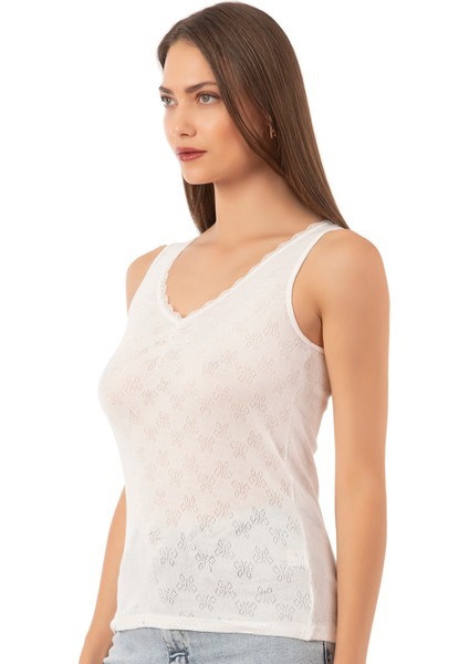 20584 Kadın Ribana Pamuklu Dantelli Transferli Kalın Askılı Atlet modelleri