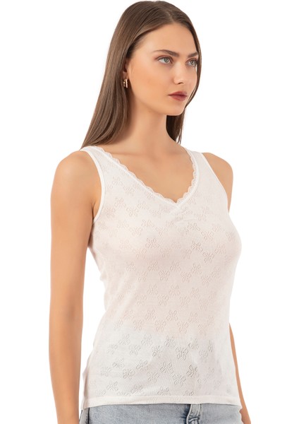 20584 Kadın Ribana Pamuklu Dantelli Transferli Kalın Askılı Atlet fırsatları