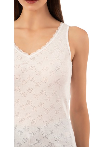 20584 Kadın Ribana Pamuklu Dantelli Transferli Kalın Askılı Atlet indirimleri