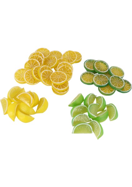 Yapay Limon Dilimleri Blokları: 30 Adet Sahte Limon Dilimleri ve 20 Adet Limon Blokları Gerçekçi Meyve Limon Süslemeleri (Yurt Dışından)