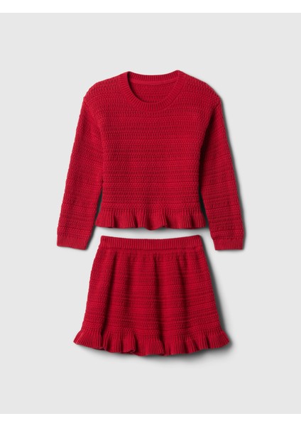 Kız Bebek Kırmızı Fırfırlı Etek Set modelleri