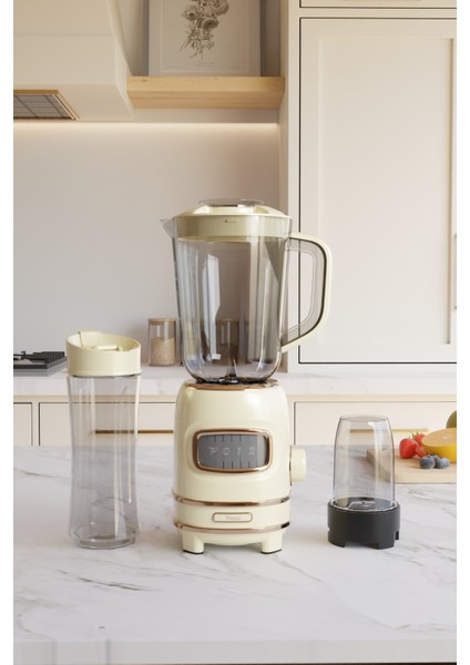 FR-BL01 Retroblend Öğütücülü Smoothie Şişeli Retro Blender Seti