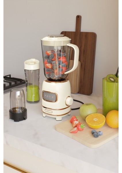 FR-BL01 Retroblend Öğütücülü Smoothie Şişeli Retro Blender Seti