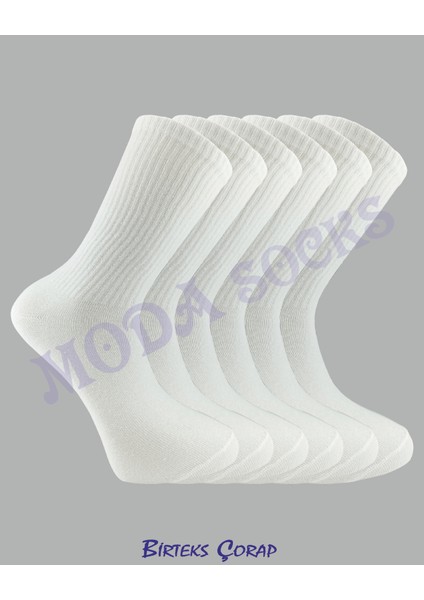 6'lı Spor Antrenman Tenis Çorap kadın beyaz