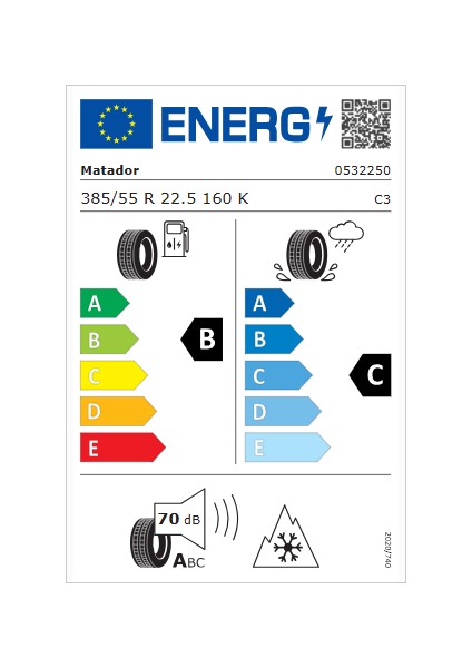 385/55 R22.5 160K T Hr 5 Eu Lrl 20PR M+S 3pmsf 4 Mevsim Lastiği (Üretim Yılı : 2024)
