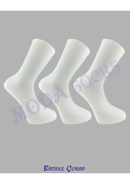 3'lü Spor Antrenman Tenis Çorap erkek beyaz