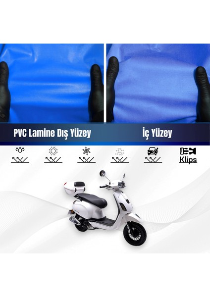 Rks Azure 50 Pro Motosiklet Brandası Su Geçirmez Branda Mavi Branda Motor Branda