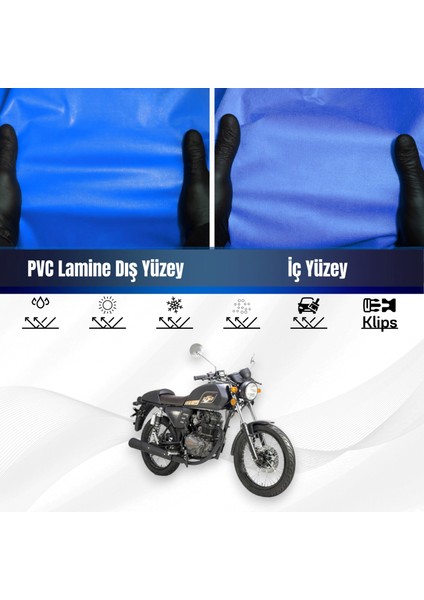 Rks Cafe 152 Motosiklet Brandası Su Geçirmez Branda Mavi Branda Motor Branda