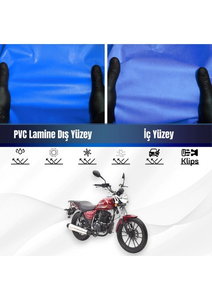 Falcon Crown 150 Motosiklet Brandası Su Geçirmez Branda Mavi Branda Motor Branda