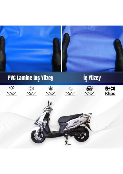 Falcon Mocco 50 Motosiklet Brandası Su Geçirmez Branda Mavi Branda Motor Branda