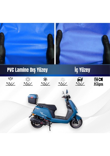 Falcon Tecno 125 Efı Motosiklet Brandası Su Geçirmez Branda Mavi Branda Motor Branda