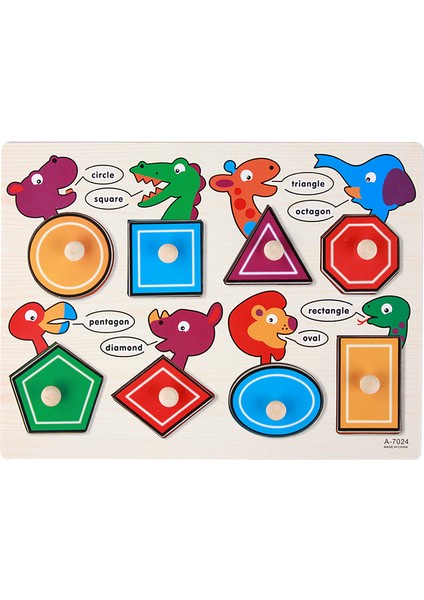 Montessori Ahşap Bulmacalar Bebek Eğitici Oyuncaklar El Tutma Tahtaları Tangram Karikatür Hayvanlar Meyveler 3D Bulmacalar 2-3 Yaş Bebekler Için (Yurt Dışından)