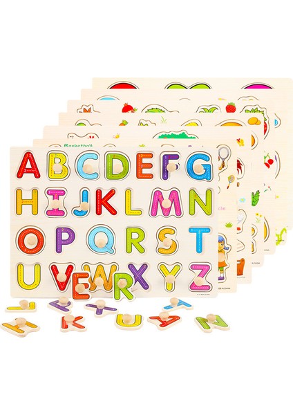 Montessori Ahşap Bulmacalar Bebek Eğitici Oyuncaklar El Tutma Tahtaları Tangram Karikatür Hayvanlar Meyveler 3D Bulmacalar 2-3 Yaş Bebekler Için (Yurt Dışından)