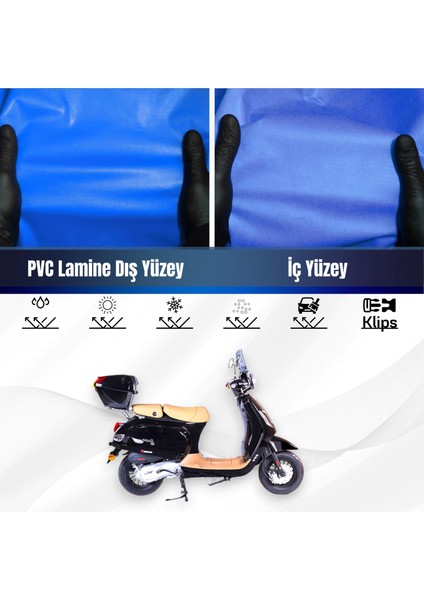 Falcon Cooper 125 Efı Motosiklet Brandası Su Geçirmez Branda Mavi Branda Motor Branda