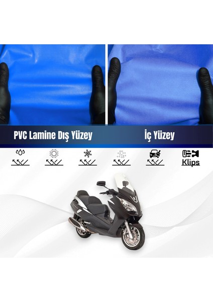 Peugeot Satelıs 400 Motosiklet Brandası Su Geçirmez Branda Mavi Branda Motor Branda