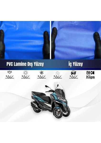 Pıaggıo Mp3 530 Exclusıve Motosiklet Brandası Su Geçirmez Branda Mavi Branda Motor Branda