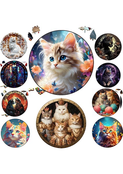 Kedi A3 A4 A5 Yetişkinler Çocuklar Için Ahşap Bulmaca Oyuncaklar Ahşap Kendin Yap El Sanatları Yuvarlak Şekilli Tatil Hediyesi Yapı Blokları Ev Dekorasyonu (Yurt Dışından)