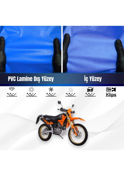 Ramzey Qm 200 Gy Motosiklet Brandası Su Geçirmez Branda Mavi Branda Motor Branda