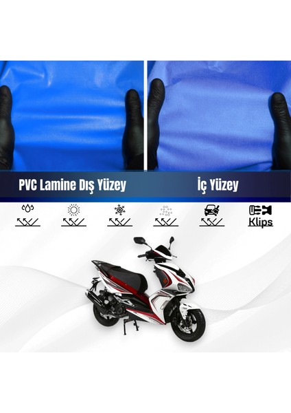 Rmg Moto Gusto Fantasy 125 Motosiklet Brandası Su Geçirmez Branda Mavi Branda Motor Branda