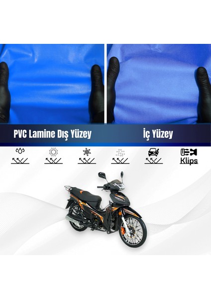 Rks Snıper 50 Pro x Motosiklet Brandası Su Geçirmez Branda Mavi Branda Motor Branda