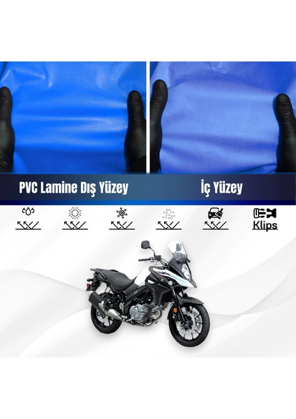 Suzukı V-Strom DL650 Motosiklet Brandası Su Geçirmez Branda Mavi Branda Motor Branda
