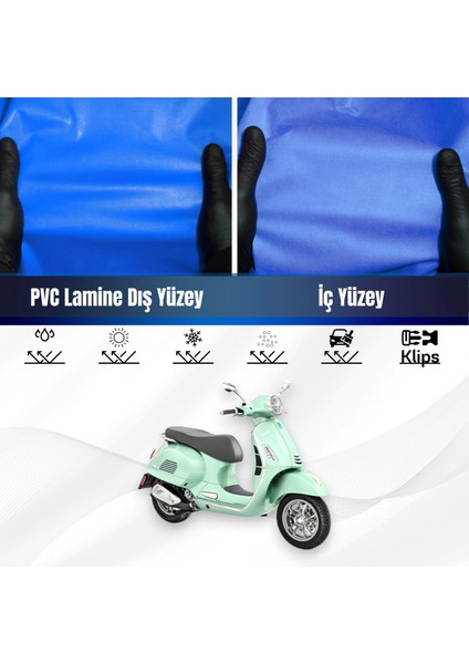 Vespa Gts 300 Motosiklet Brandası Su Geçirmez Branda Mavi Branda Motor Branda