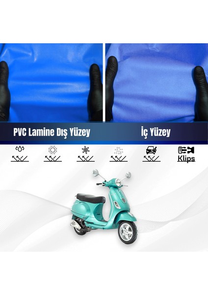 Vespa Lx 150 3V I E Motosiklet Brandası Su Geçirmez Branda Mavi Branda Motor Branda