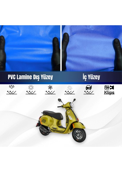 Vespa Gts 300 Super Sport Motosiklet Brandası Su Geçirmez Branda Mavi Branda Motor Branda