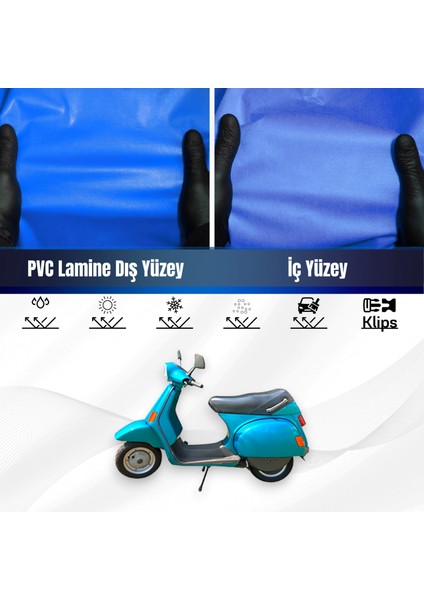 Vespa Cosa 200 Motosiklet Brandası Su Geçirmez Branda Mavi Branda Motor Branda