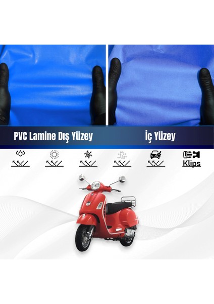 Vespa Gts 250 Abs Motosiklet Brandası Su Geçirmez Branda Mavi Branda Motor Branda