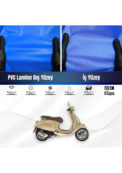 Vespa Prımavera 150 S Motosiklet Brandası Su Geçirmez Branda Mavi Branda Motor Branda