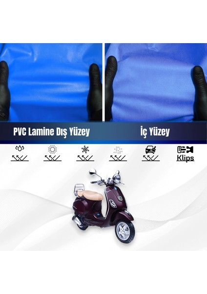 Vespa Lxv 125 Motosiklet Brandası Su Geçirmez Branda Mavi Branda Motor Branda