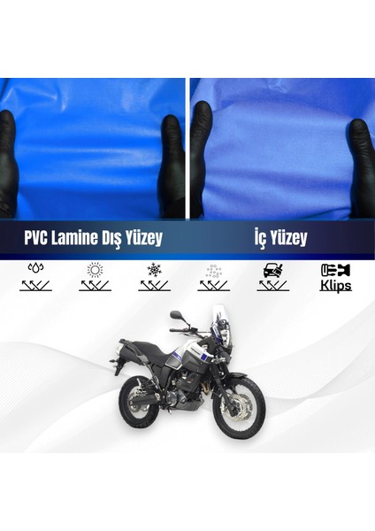Yamaha Xtz 660Z Tenere-Photoroom Motosiklet Brandası Su Geçirmez Branda Mavi Branda Motor Branda