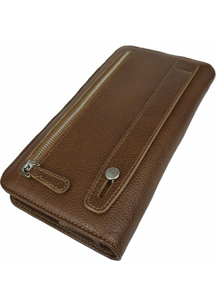 Deri 2003 Kartlık Telefon El Çantası Taba