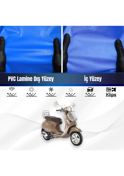 Vespa Prımavera 150 Tourıng Motosiklet Brandası Su Geçirmez Branda Mavi Branda Motor Branda