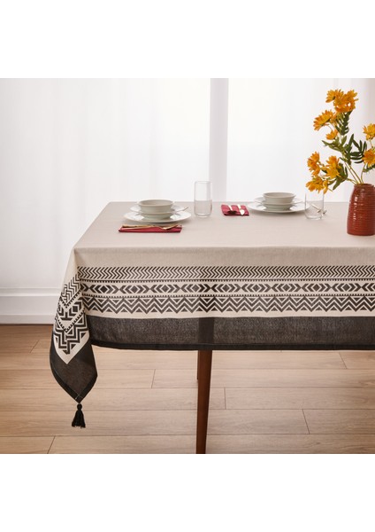 Soft Ethnic Masa Örtüsü - Beyaz - 140X220 cm